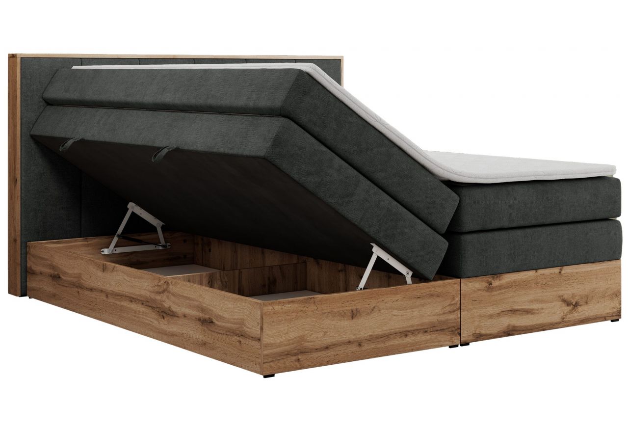 Łóżko kontynentalne ALBERO 1 KING 200x200 - H4 - ciemnoszary, struktura