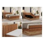 Łóżko kontynentalne ALBERO 1 KING 140x200 - H3 - pomarańczowy, struktura