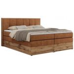 Łóżko kontynentalne ALBERO 1 KING 160x200 - H3 - pomarańczowy, struktura