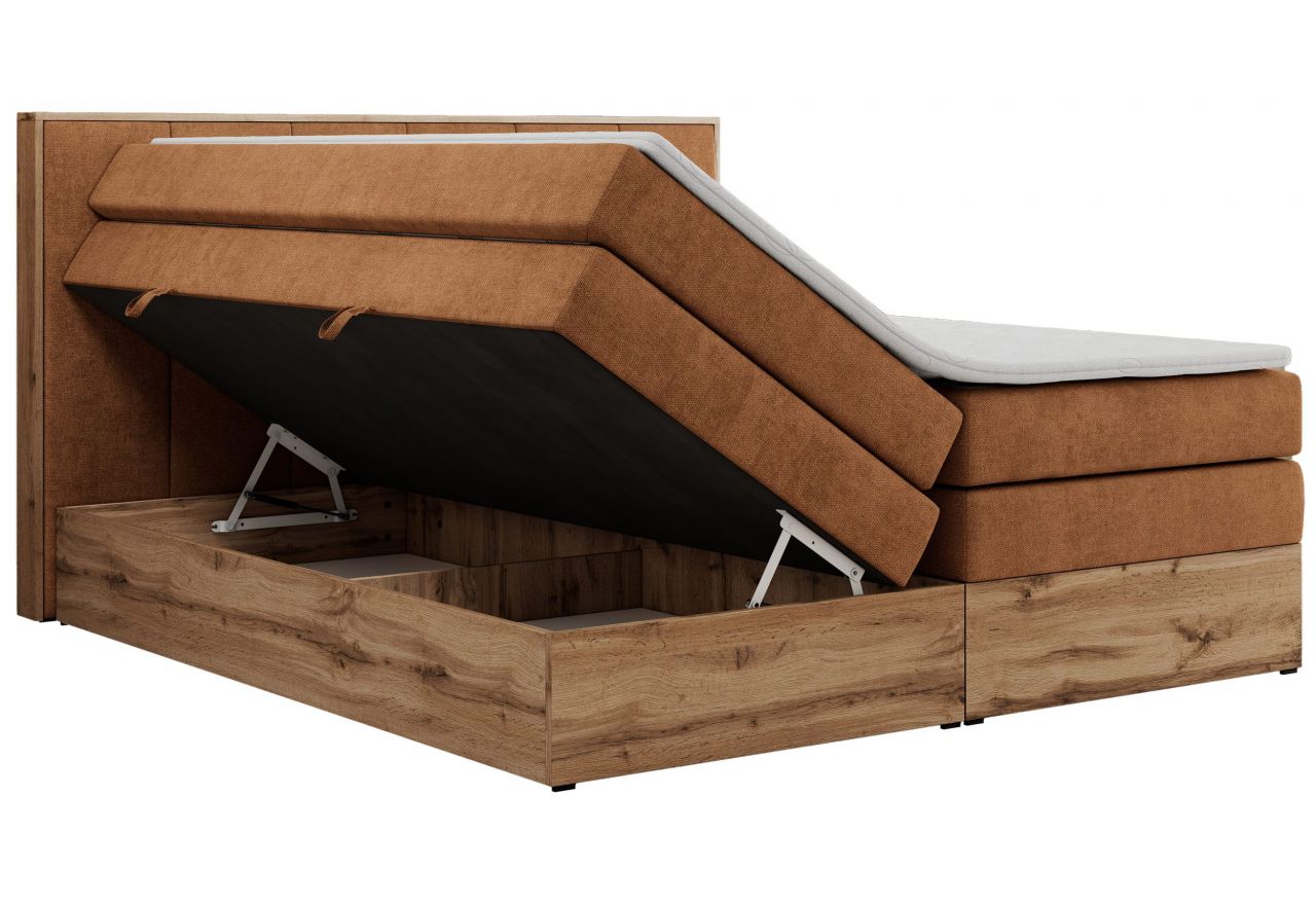 Łóżko kontynentalne ALBERO 1 KING 200x200 - H3 - pomarańczowy, struktura