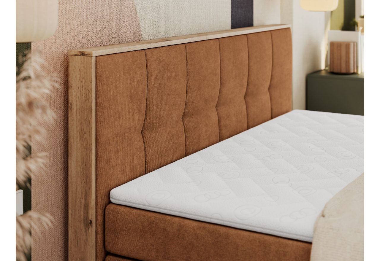 Łóżko kontynentalne ALBERO 1 KING 180x200 - H4 - pomarańczowy, struktura