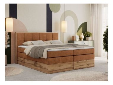 Łóżko kontynentalne ALBERO 1 KING 200x200 - H4 - pomarańczowy, struktura