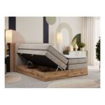 Łóżko kontynentalne ALBERO 1 KING 200x200 - H3 - beżowy, struktura