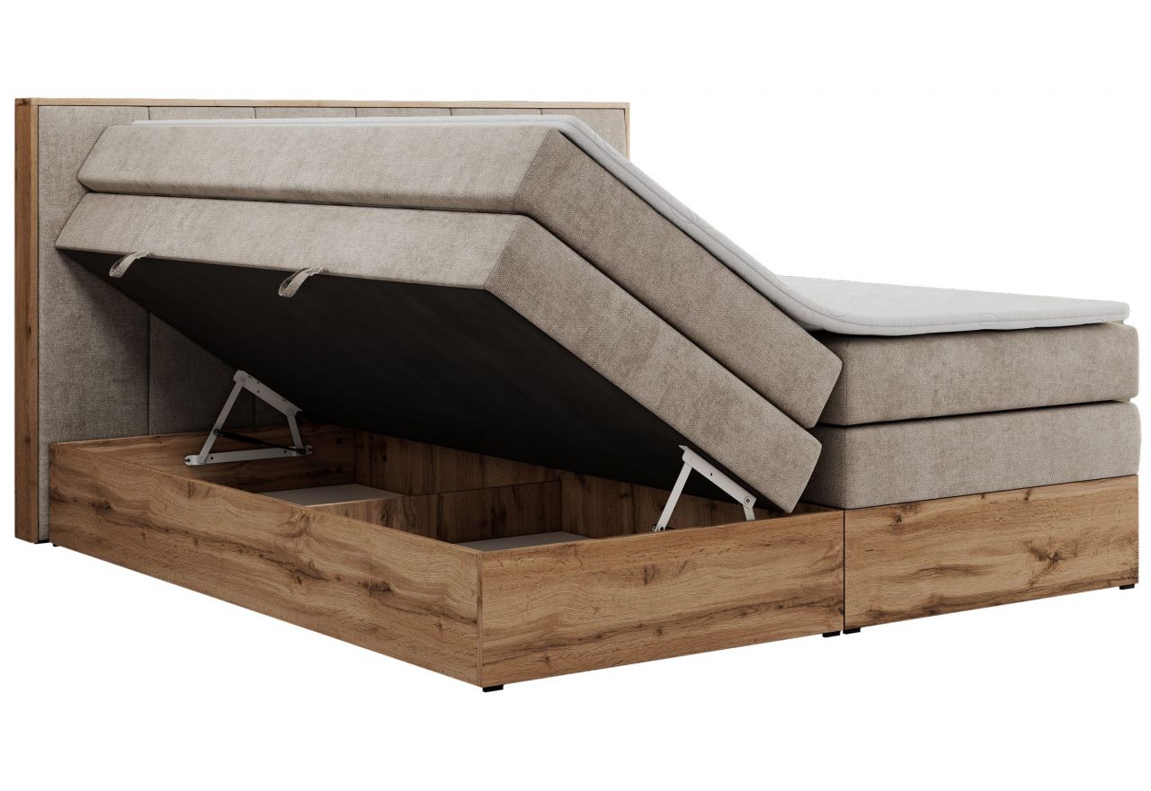 Łóżko kontynentalne ALBERO 1 KING 200x200 - H3 - beżowy, struktura