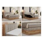 Łóżko kontynentalne ALBERO 1 KING 120x200 - H4 - beżowy, struktura