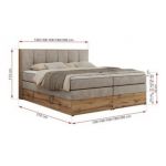 Łóżko kontynentalne ALBERO 1 KING 180x200 - H4 - beżowy, struktura