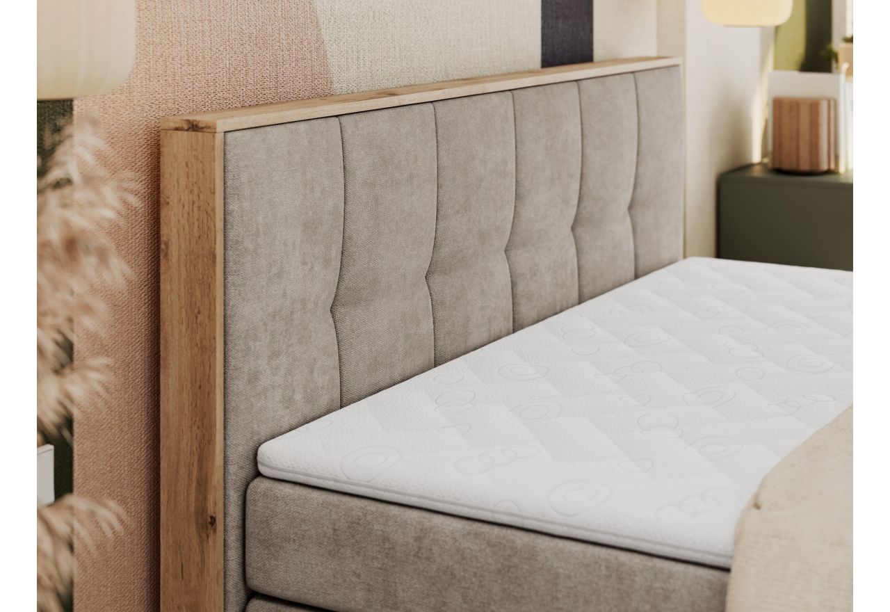 Łóżko kontynentalne ALBERO 1 KING 180x200 - H4 - beżowy, struktura