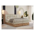Łóżko kontynentalne ALBERO 1 KING 140x200 - H3 - beżowy, welwet