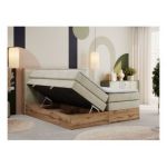 Łóżko kontynentalne ALBERO 1 KING 160x200 - H3 - beżowy, welwet