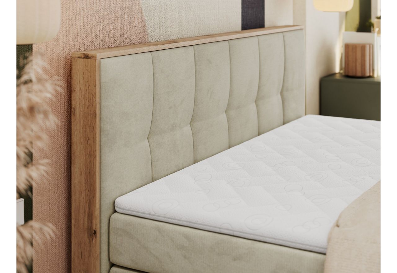 Łóżko kontynentalne ALBERO 1 KING 180x200 - H3 - beżowy, welwet