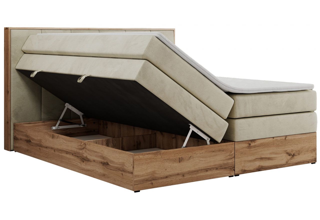 Łóżko kontynentalne ALBERO 1 KING 160x200 - H4 - beżowy, welwet