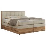 Łóżko kontynentalne ALBERO 1 KING 180x200 - H4 - beżowy, welwet