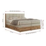 Łóżko kontynentalne ALBERO 1 KING 200x200 - H4 - beżowy, welwet