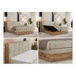 Łóżko kontynentalne ALBERO 1 KING 200x200 - H4 - beżowy, welwet