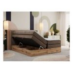 Łóżko kontynentalne ALBERO 1 KING 140x200 - H3 - brązowy, welwet
