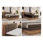 Łóżko kontynentalne ALBERO 1 KING 140x200 - H3 - brązowy, welwet