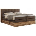 Łóżko kontynentalne ALBERO 1 KING 160x200 - H3 - brązowy, welwet