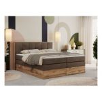 Łóżko kontynentalne ALBERO 1 KING 180x200 - H3 - brązowy, welwet