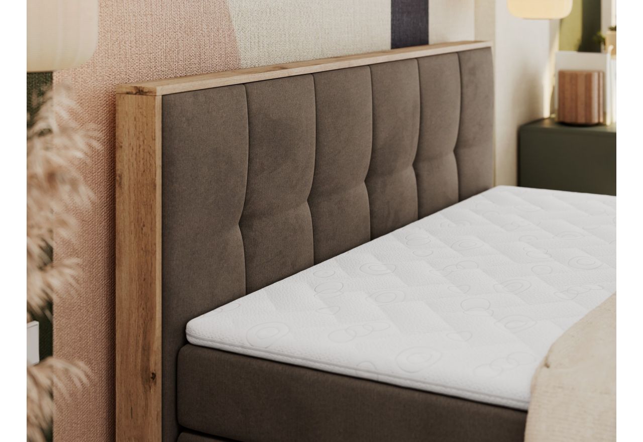 Łóżko kontynentalne ALBERO 1 KING 200x200 - H3 - brązowy, welwet