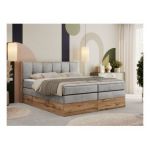 Łóżko kontynentalne ALBERO 1 KING 160x200 - H3 - jasnoszary, welwet