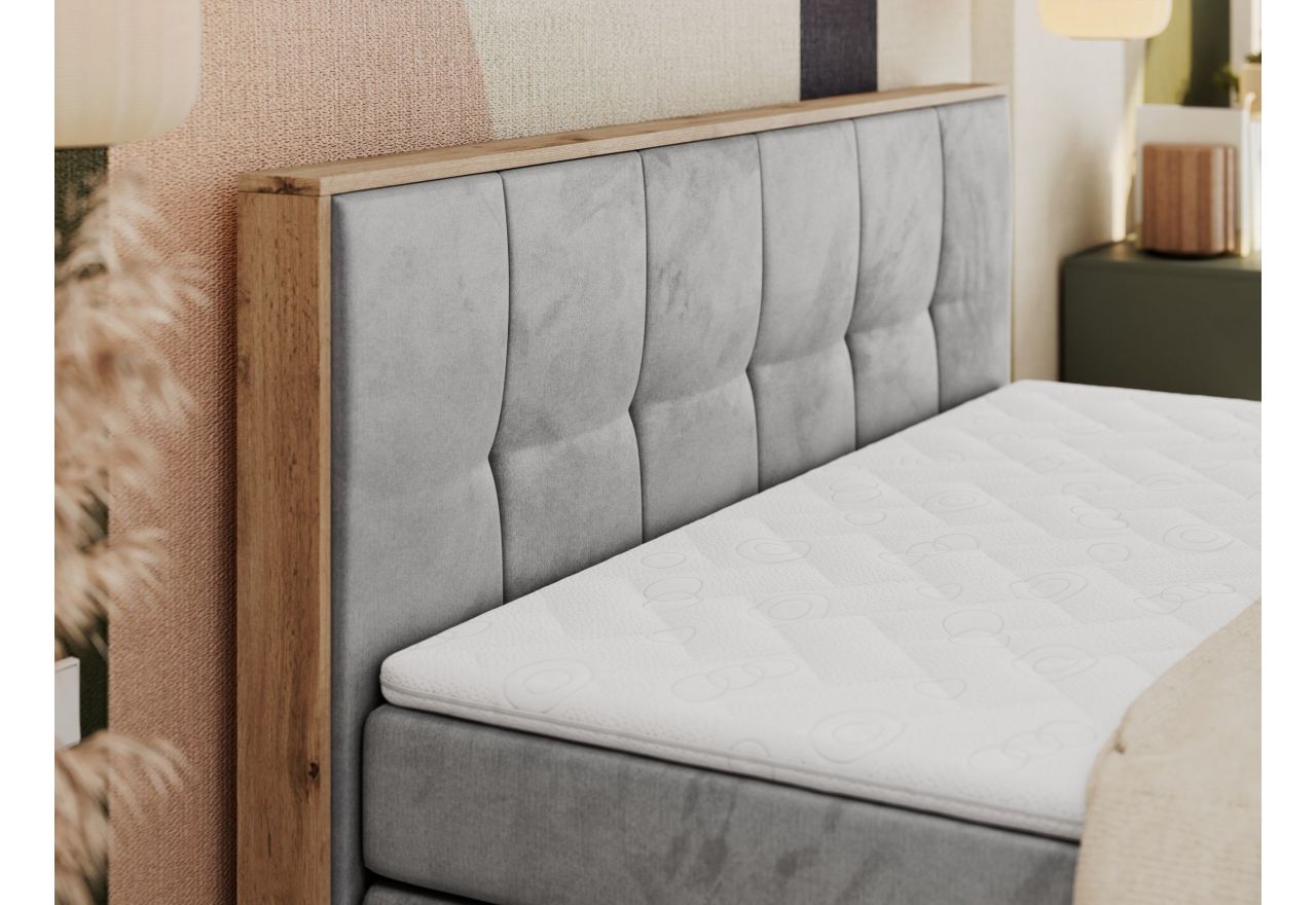 Łóżko kontynentalne ALBERO 1 KING 200x200 - H3 - jasnoszary, welwet