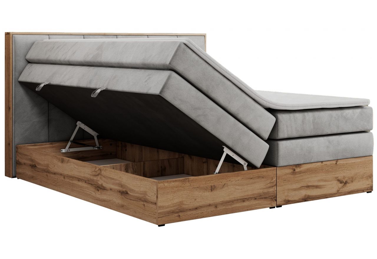 Łóżko kontynentalne ALBERO 1 KING 120x200 - H4 - jasnoszary, welwet