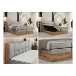 Łóżko kontynentalne ALBERO 1 KING 180x200 - H4 - jasnoszary, welwet