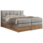 Łóżko kontynentalne ALBERO 1 KING 200x200 - H4 - jasnoszary, welwet