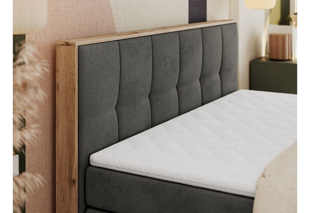 Łóżko kontynentalne ALBERO 1 KING 200x200 - H3 - ciemnoszary, welwet