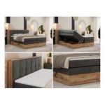 Łóżko kontynentalne ALBERO 1 KING 180x200 - H4 - ciemnoszary, welwet