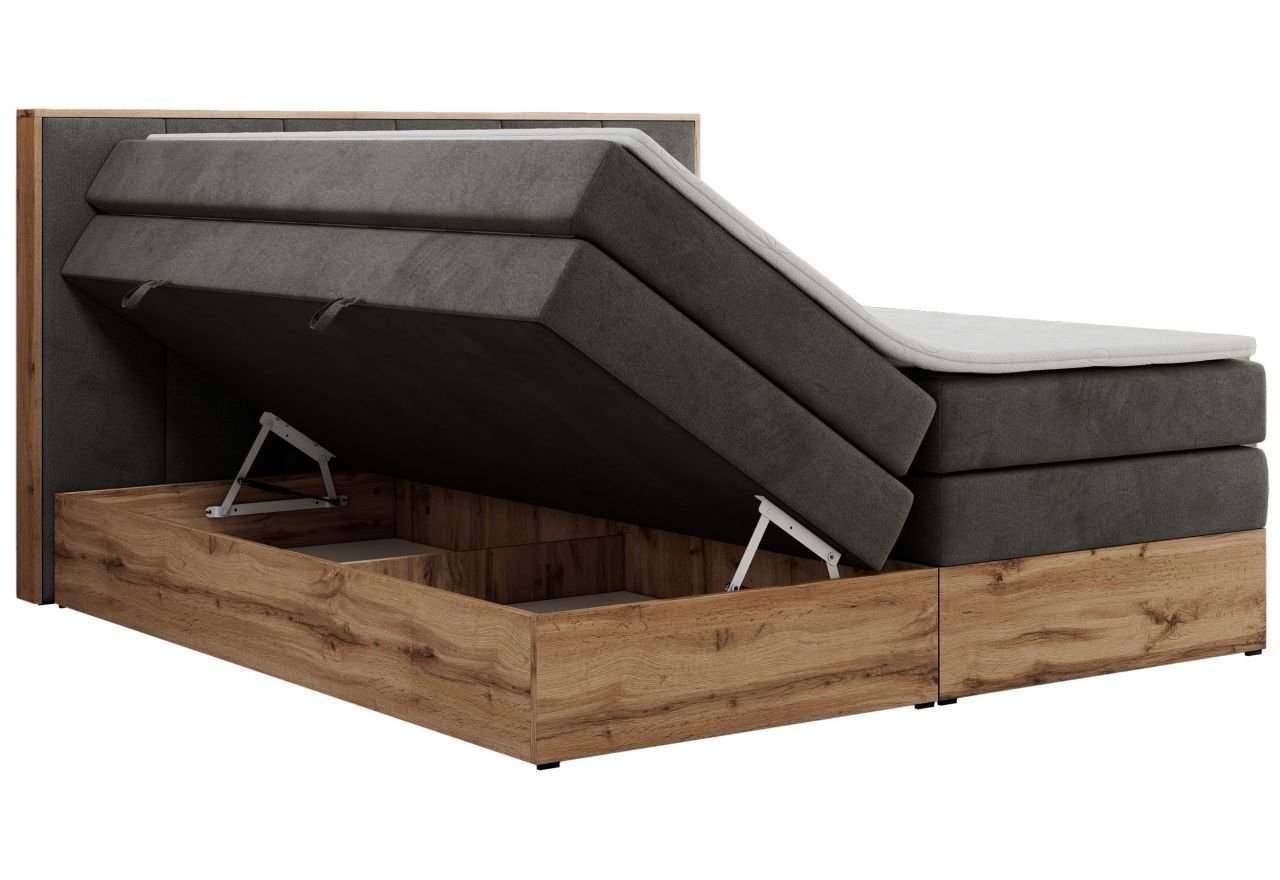 Łóżko kontynentalne ALBERO 1 KING 180x200 - H4 - ciemnoszary, welwet