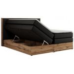 Łóżko kontynentalne ALBERO 1 KING 120x200 - H3 - czarny, ekoskóra