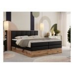 Łóżko kontynentalne ALBERO 1 KING 160x200 - H3 - czarny, ekoskóra