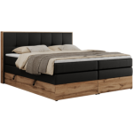 Łóżko kontynentalne ALBERO 1 KING 160x200 - H3 - czarny, ekoskóra