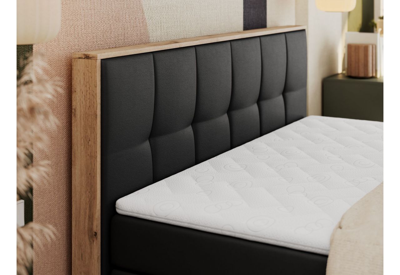 Łóżko kontynentalne ALBERO 1 KING 140x200 - H4 - czarny, ekoskóra