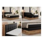 Łóżko kontynentalne ALBERO 1 KING 200x200 - H4 - czarny, ekoskóra