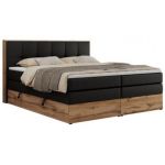 Łóżko kontynentalne ALBERO 1 KING 200x200 - H4 - czarny, ekoskóra