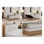 Łóżko kontynentalne ALBERO 1 KING 140x200 - H3 - biały, ekoskóra