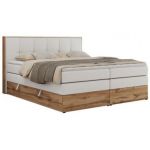 Łóżko kontynentalne ALBERO 1 KING 140x200 - H3 - biały, ekoskóra