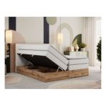 Łóżko kontynentalne ALBERO 1 KING 120x200 - H4 - biały, ekoskóra