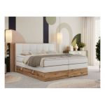 Łóżko kontynentalne ALBERO 1 KING 180x200 - H4 - biały, ekoskóra