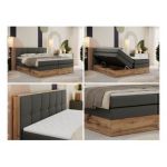 Łóżko kontynentalne ALBERO 1 KING 120x200 - H3 - szary, ekoskóra