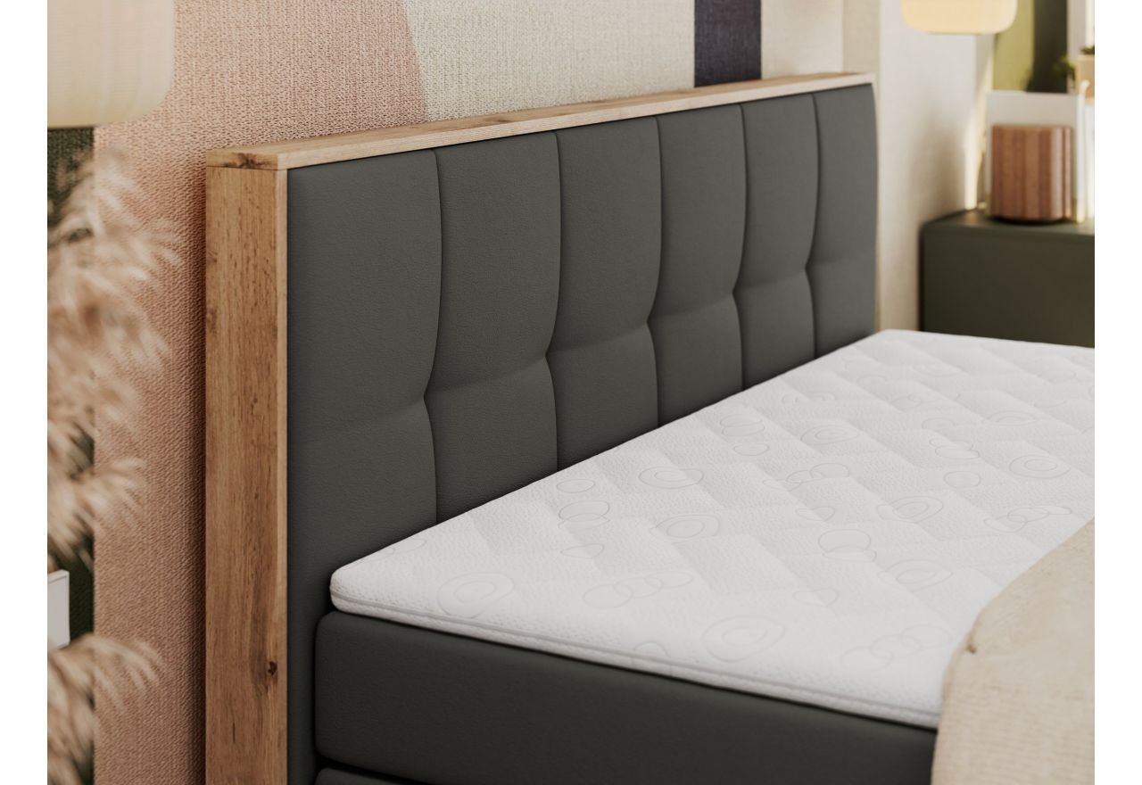 Łóżko kontynentalne ALBERO 1 KING 200x200 - H3 - szary, ekoskóra