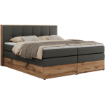 Łóżko kontynentalne ALBERO 1 KING 180x200 - H4 - szary, ekoskóra