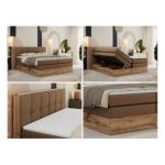 Łóżko kontynentalne ALBERO 1 KING 120x200 - H3 - brązowy, ekoskóra