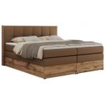 Łóżko kontynentalne ALBERO 1 KING 160x200 - H3 - brązowy, ekoskóra