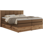 Łóżko kontynentalne ALBERO 1 KING 120x200 - H4 - brązowy, ekoskóra