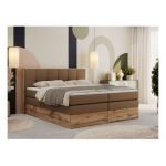 Łóżko kontynentalne ALBERO 1 KING 160x200 - H4 - brązowy, ekoskóra