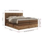 Łóżko kontynentalne ALBERO 1 KING 200x200 - H4 - brązowy, ekoskóra