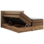 Łóżko kontynentalne ALBERO 1 KING 200x200 - H4 - brązowy, ekoskóra